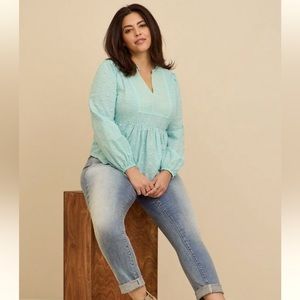 Torrid - Clip Dot Mixed Eyelet Yoke Detail Top